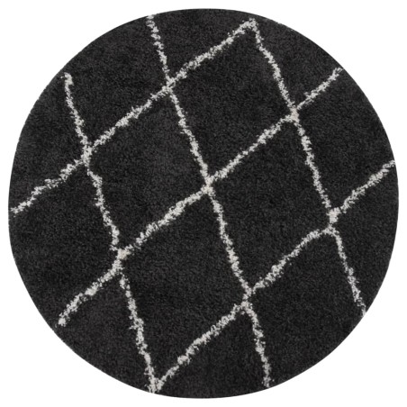 vidaXL Alfombra de pelo largo color crema y gris antracita φ120 cm