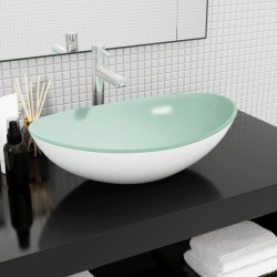 vidaXL Lavabo de vidrio templado blanco 54,5x35x15,5 cm