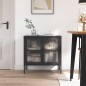 vidaXL Aparador de vidrio y acero negro 70x35x70 cm vidaXL Aparador de vidrio y acero negro 70x35x70 cm