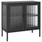 vidaXL Aparador de vidrio y acero negro 70x35x70 cm vidaXL Aparador de vidrio y acero negro 70x35x70 cm