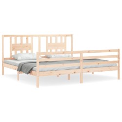 vidaXL Estructura de cama de matrimonio con cabecero madera maciza