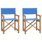 vidaXL Sillas de director plegables 2 unidades madera maciza teca azul vidaXL Sillas de director plegables 2 unidades madera maciza teca azul