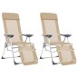 vidaXL Sillas de camping plegables reposapiés 2 uds textilene crema vidaXL Sillas de camping plegables reposapiés 2 uds textilene crema