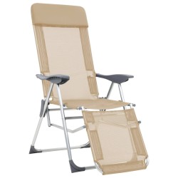 vidaXL Sillas de camping plegables reposapiés 2 uds textilene crema