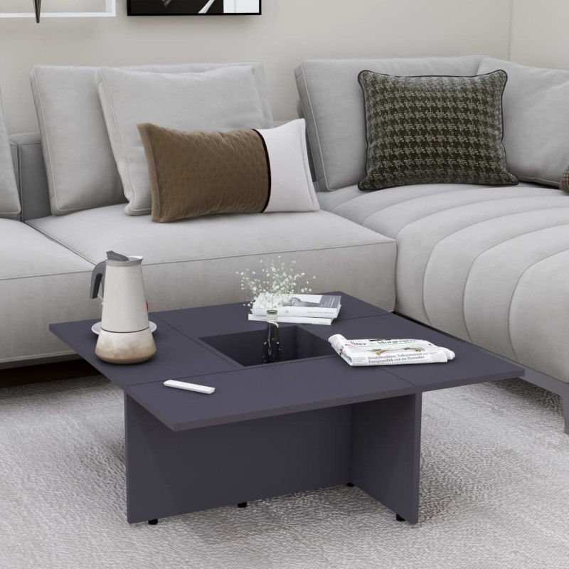 vidaXL Mesa de centro madera contrachapada gris 79,5x79,5x30 cm vidaXL Mesa de centro madera contrachapada gris 79,5x79,5x30 cm