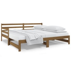 vidaXL Sofá cama extraíble madera maciza pino marrón miel 2x(90x190)cm