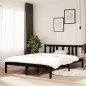vidaXL Estructura de cama matrimonial madera maciza negro 135x190 cm