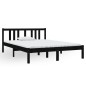 vidaXL Estructura de cama matrimonial madera maciza negro 135x190 cm