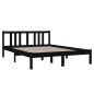 vidaXL Estructura de cama matrimonial madera maciza negro 135x190 cm