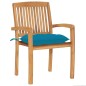 vidaXL Sillas de jardín 2 uds madera de teca con cojines azul claro