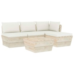 vidaXL Muebles de jardín de palets 5 piezas y cojines madera de abeto 