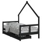 vidaXL Estructura cama infantil y cajones madera pino negro 80x160 cm vidaXL Estructura cama infantil y cajones madera pino negro 80x160 cm