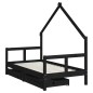 vidaXL Estructura cama infantil y cajones madera pino negro 80x160 cm vidaXL Estructura cama infantil y cajones madera pino negro 80x160 cm
