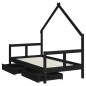 vidaXL Estructura cama infantil y cajones madera pino negro 80x160 cm vidaXL Estructura cama infantil y cajones madera pino negro 80x160 cm