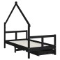 vidaXL Estructura cama infantil y cajones madera pino negro 80x160 cm vidaXL Estructura cama infantil y cajones madera pino negro 80x160 cm