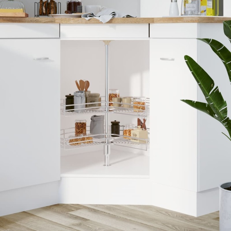 vidaXL Bandeja cocina alambre 2 niveles plata 270 grados 71x71x80 cm vidaXL Bandeja cocina alambre 2 niveles plata 270 grados 71x71x80 cm