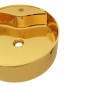 vidaXL Lavabo con rebosadero 46,5x15,5 cm cerámica dorado