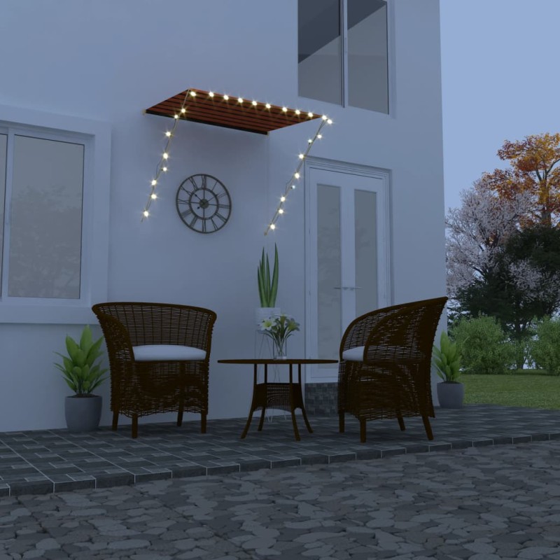 vidaXL Toldo retráctil con LED naranja y marrón 150x150 cm