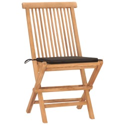 vidaXL Set comedor de jardín plegable 3 piezas madera de teca cojines