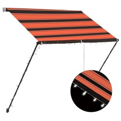 vidaXL Toldo retráctil con LED naranja y marrón 150x150 cm