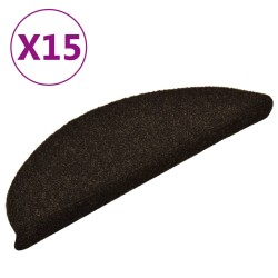 vidaXL Alfombrilla autoadhesiva de escalera 15 uds 56x17x3cm marrón