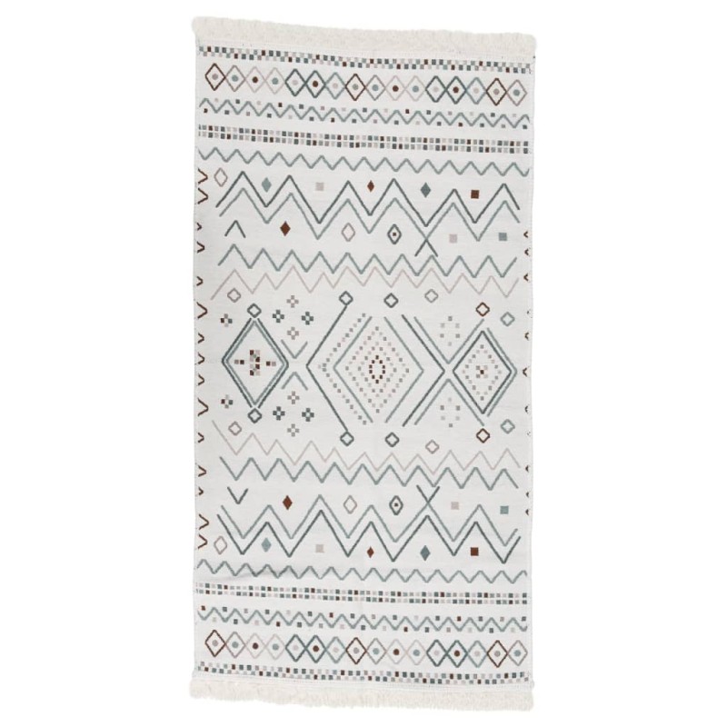 vidaXL Alfombra de algodón beige y azul 100x300 cm vidaXL Alfombra de algodón beige y azul 100x300 cm
