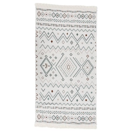 vidaXL Alfombra de algodón beige y azul 100x300 cm