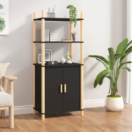 vidaXL Aparador alto madera contrachapada negro 60x40x141 cm