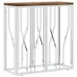 vidaXL Mesa consola acero inoxidable madera maciza reciclada plateada