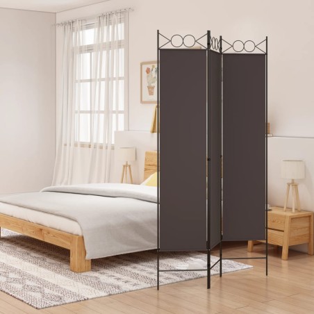 vidaXL Biombo divisor de 3 paneles de tela marrón 120x200 cm