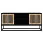 vidaXL Mueble de TV hierro y madera contrachapada negro 105x30x45 cm