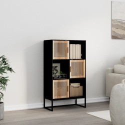 vidaXL Aparador alto madera contrachapada negro 70x35x125 cm
