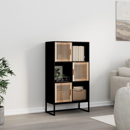 vidaXL Aparador alto madera contrachapada negro 70x35x125 cm