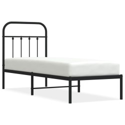 vidaXL Estructura de cama con cabecero metal negro 75x190 cm