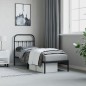 vidaXL Estructura de cama con cabecero metal negro 75x190 cm