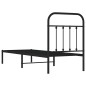 vidaXL Estructura de cama con cabecero metal negro 75x190 cm