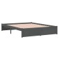 vidaXL Estructura de cama de matrimonio madera maciza gris 135x190 cm vidaXL Estructura de cama de matrimonio madera maciza gris 135x190 cm