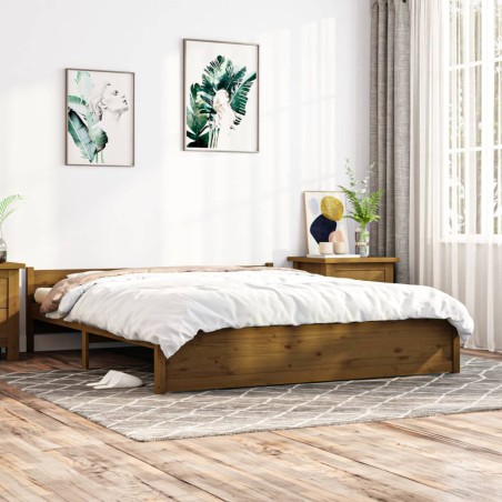 vidaXL Estructura de cama madera maciza marrón miel 200x200 cm