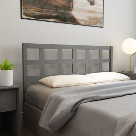 vidaXL Cabecero de cama madera maciza de pino gris 156x4x100 cm