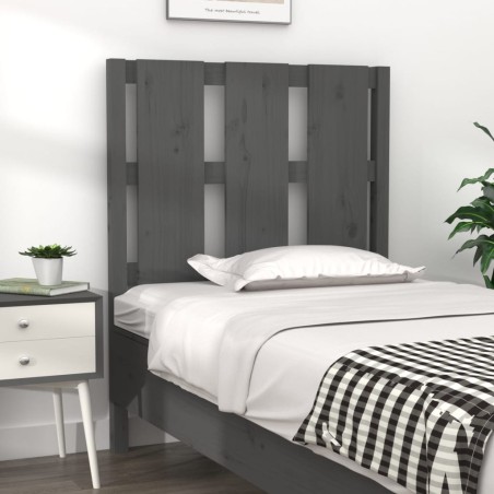 vidaXL Cabecero de cama madera maciza de pino gris 80,5x4x100 cm