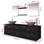 vidaXL Conjunto de muebles de baño con lavabo y grifo 9 piezas negro vidaXL Conjunto de muebles de baño con lavabo y grifo 9 piezas negro