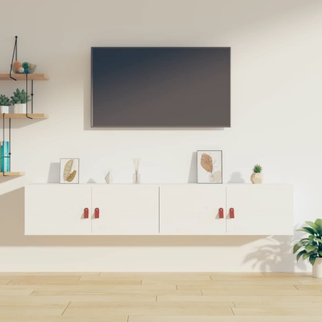 vidaXL Armarios de pared 2 uds madera maciza pino blanco 80x30x30 cm