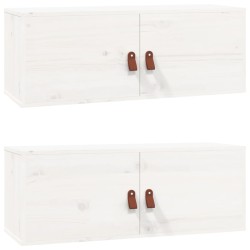 vidaXL Armarios de pared 2 uds madera maciza pino blanco 80x30x30 cm