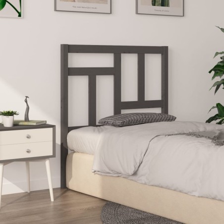 vidaXL Cabecero de cama madera maciza de pino gris 80,5x4x100 cm