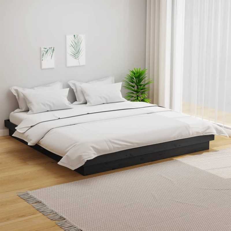 vidaXL Estructura de cama madera maciza gris 200x200 cm vidaXL Estructura de cama madera maciza gris 200x200 cm