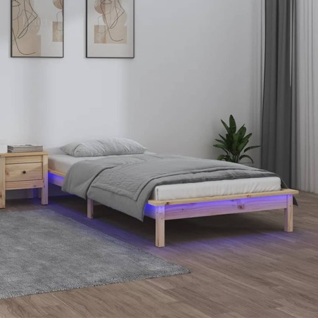 vidaXL Estructura de cama con LED madera maciza 100x200 cm