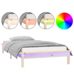 vidaXL Estructura de cama con LED madera maciza 100x200 cm