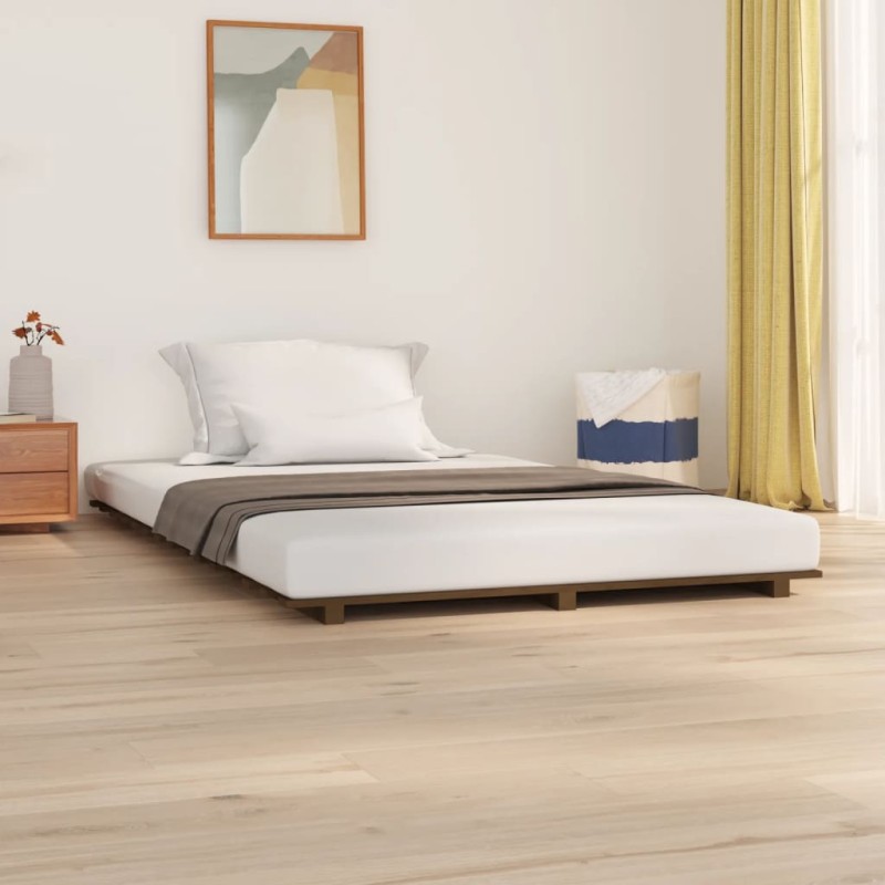 vidaXL Estructura de cama madera maciza pino marrón miel 120x200 cm vidaXL Estructura de cama madera maciza pino marrón miel 120x200 cm