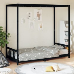 vidaXL Estructura de cama para niños madera de pino negro 90x190 cm