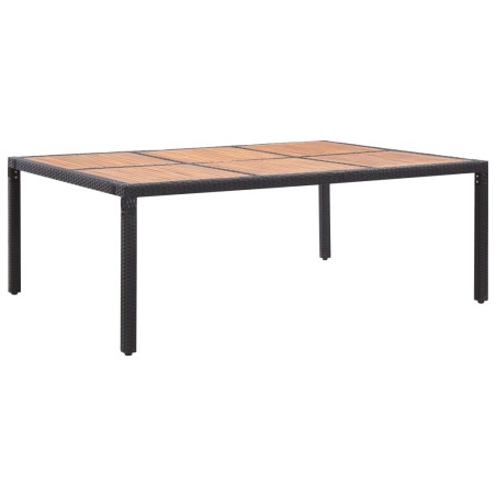 vidaXL Mesa de jardín ratán PE y madera de acacia negro 200x150x74 cm
